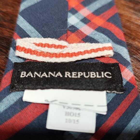 Banana Republic Blue and Red Tartan Cotton Tie - Picture 3 of 3